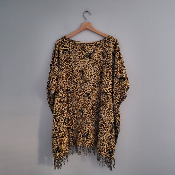 InGear Cheetah Print Pullover Fringe Top OSFM - Picture 2 of 6
